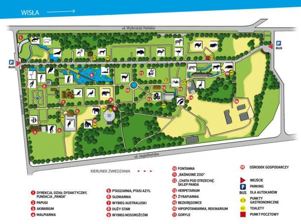 Carte du zoo de Varsovie 