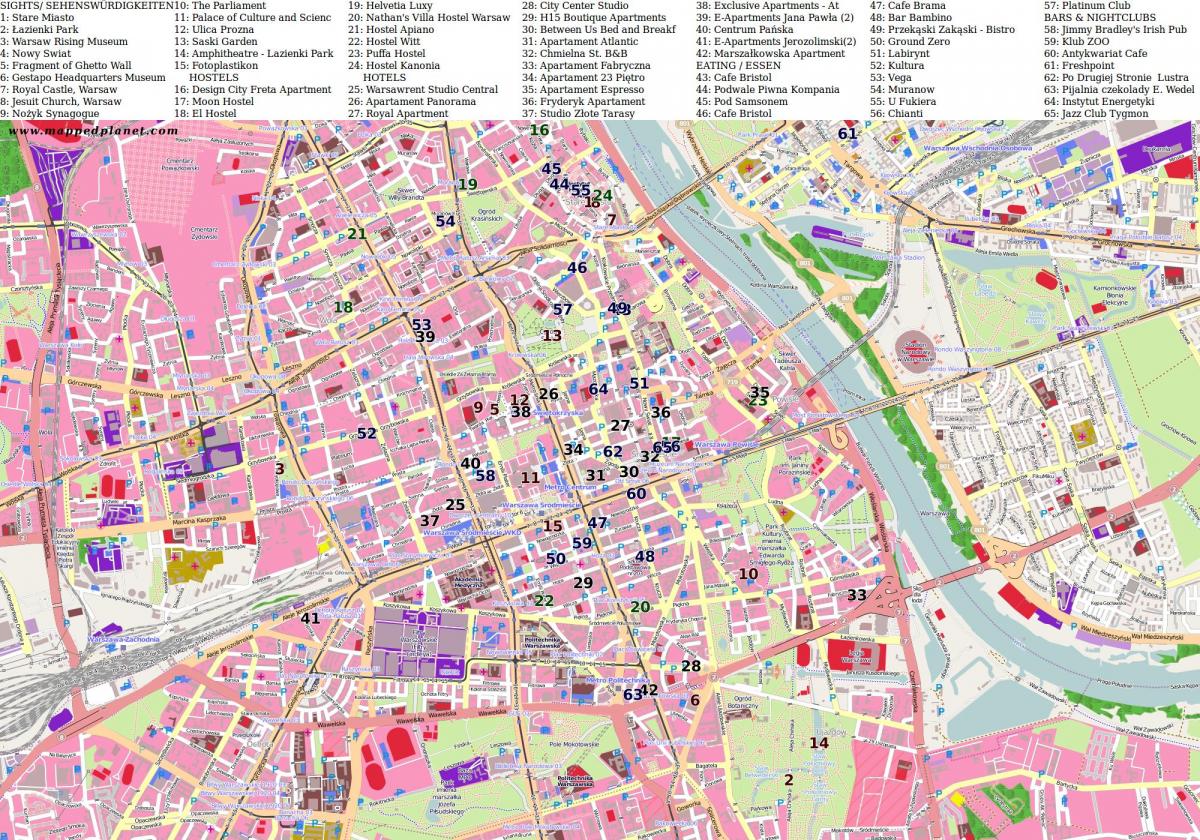 Carte de la ville de Varsovie 