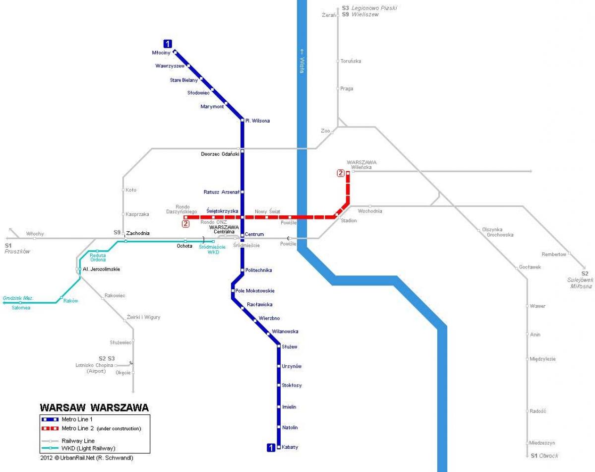 carte du métro de Varsovie