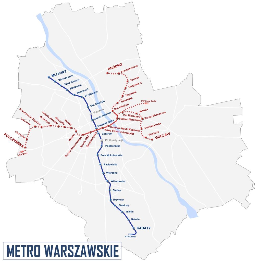 plan du métro de Varsovie