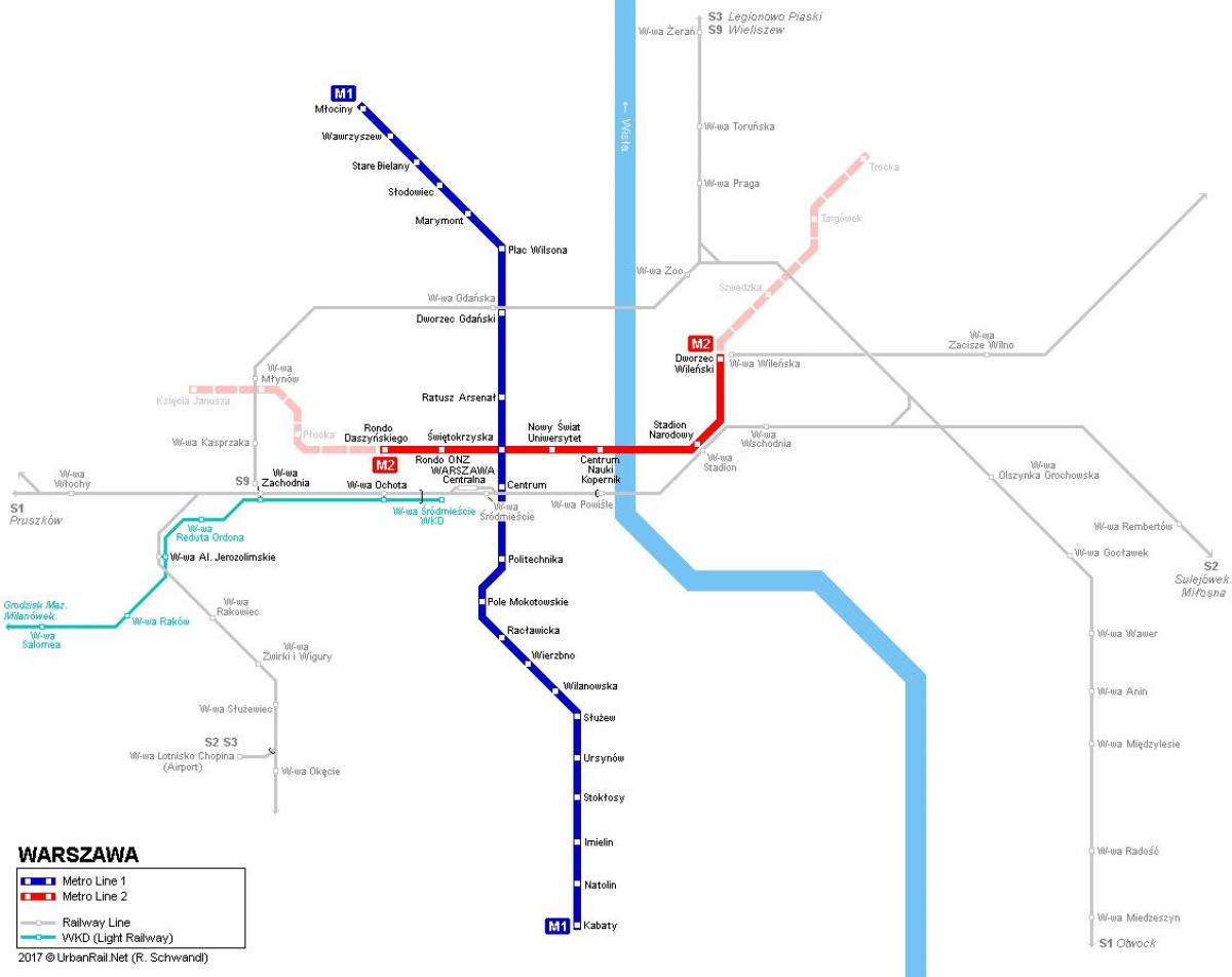 plan du métro de Varsovie, pologne