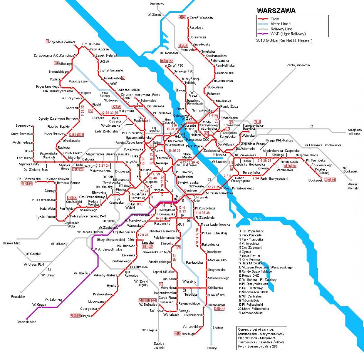 Varsovie carte du train