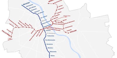 Carte de métro de Varsovie 2016