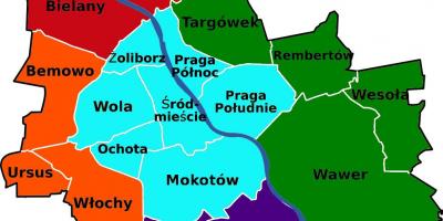 La carte de Varsovie districts 
